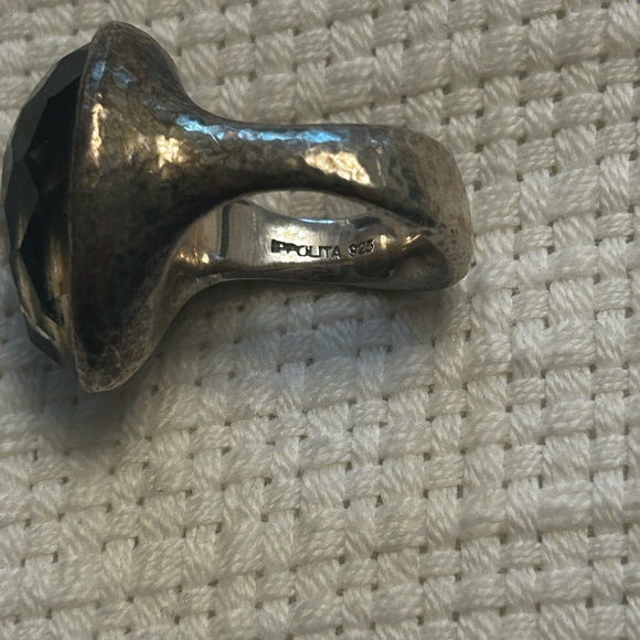 Ippolita Rock Candy Ring with Blue Topaz Gem and Hammered Silver body - Picture 11 of 11